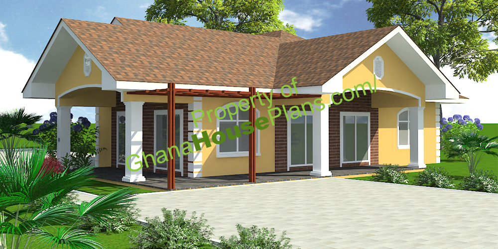 3 Bedroom Single Storey Family House Ghana Plan