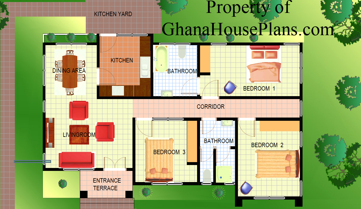Ghana House Plans – Elmina House Plan